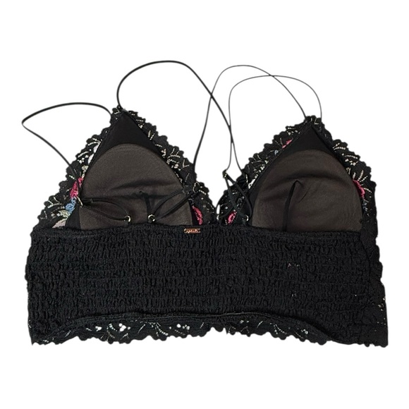 PINK Victoria’s Secret Large Black Lace Floral Embroidered Bralette - Picture 2 of 10